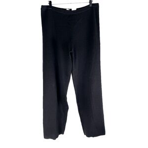 Eileen Fisher Washable Wool Black Knit Pants 30” inseam 13” Rise L 16.5” waist